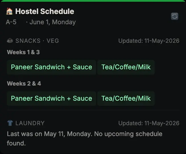 Hostel Dashboard (Chennai Campus)