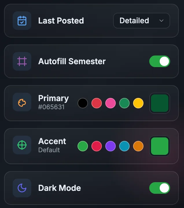 Customization & Auto-Semester